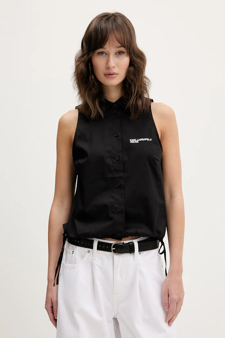 Karl Lagerfeld Sleeveless Blouse Shirt | Black