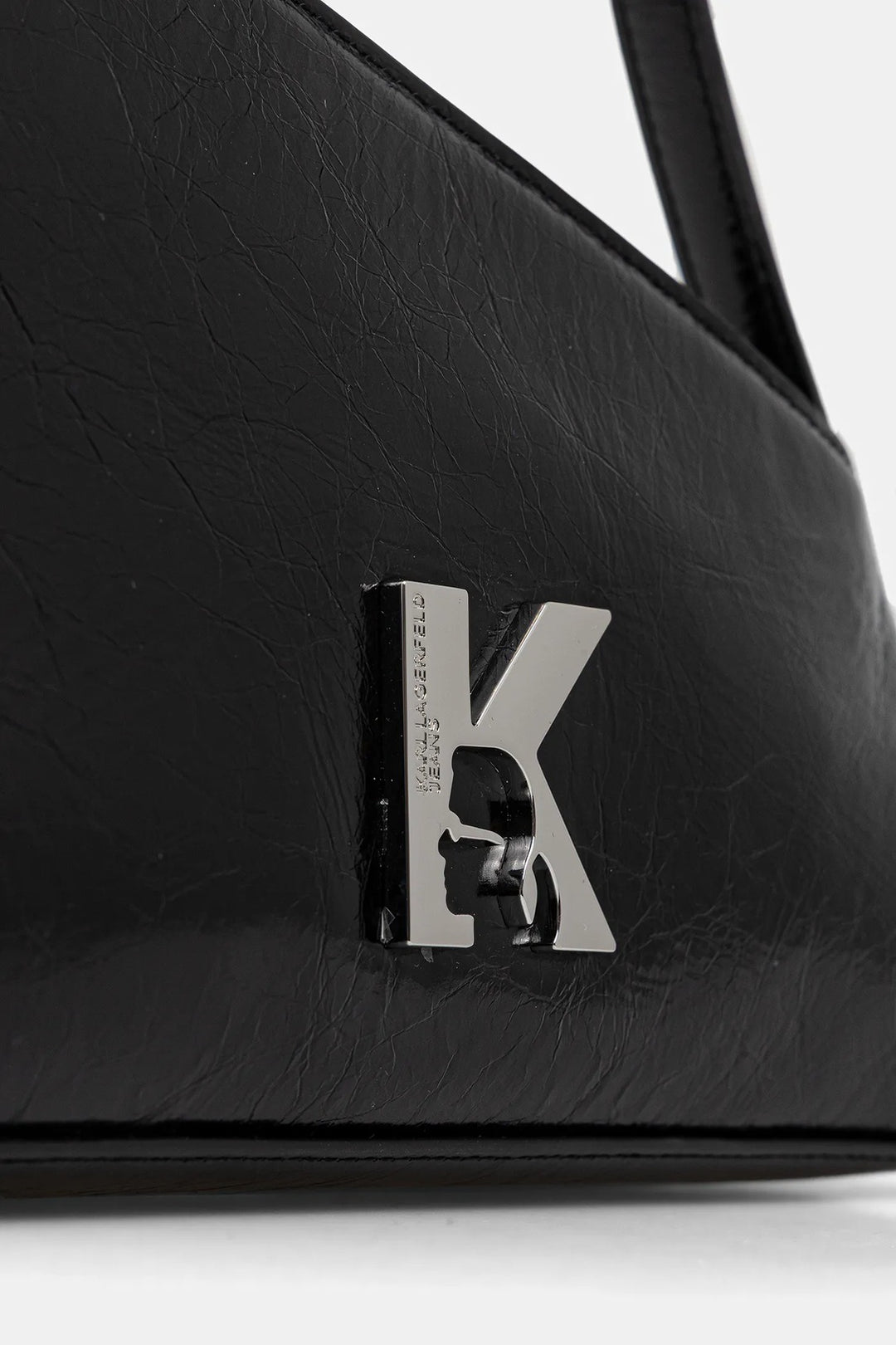 Karl Lagerfeld Leather Shiny Shoulder Bag | Black