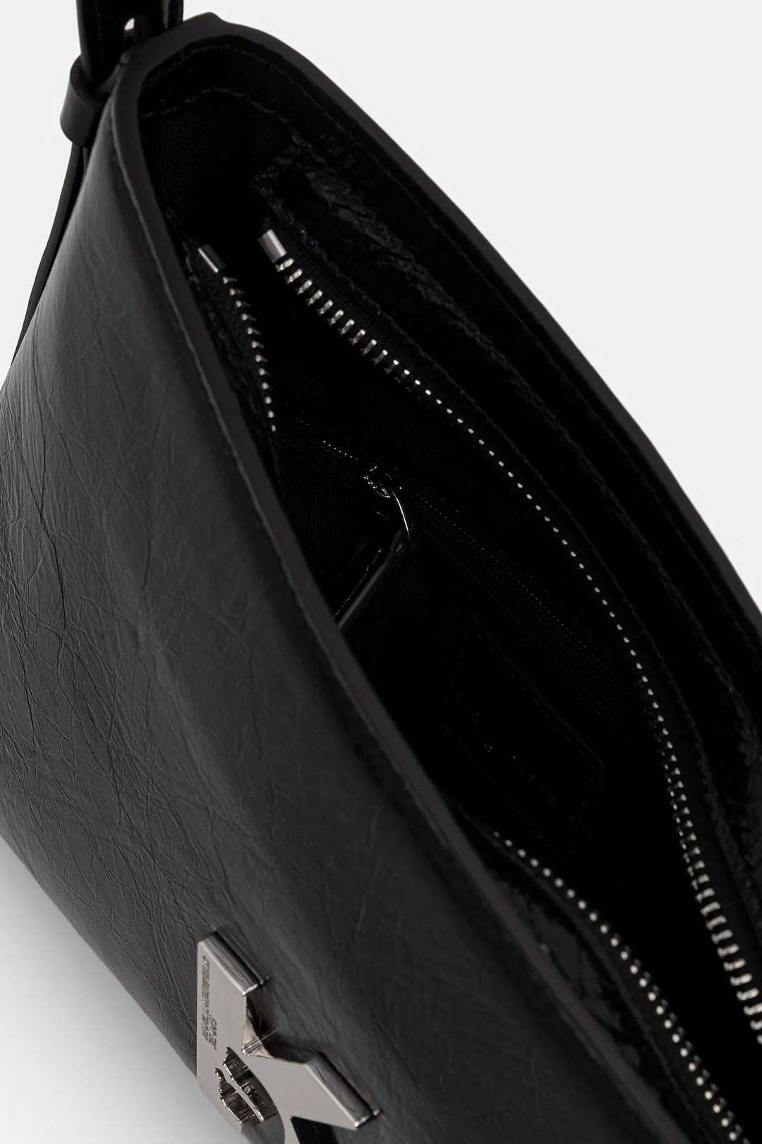 Karl Lagerfeld Leather Shiny Shoulder Bag | Black