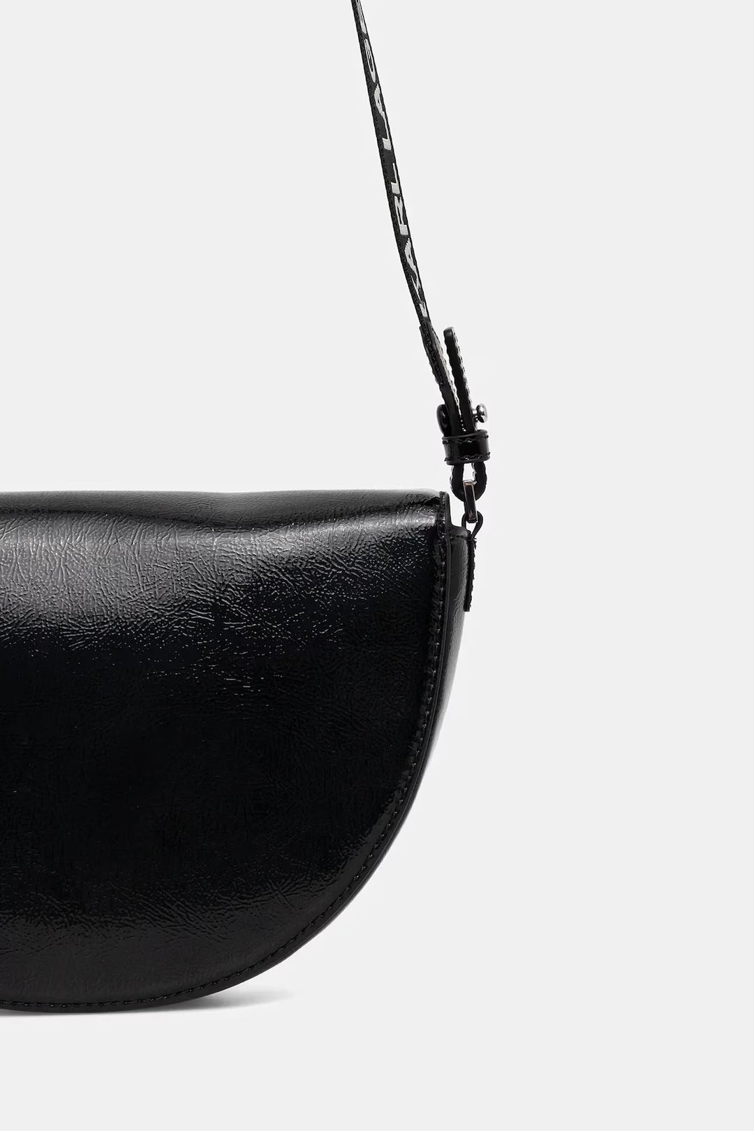 Karl Lagerfeld Logo Glossy Saddle Bag | Black