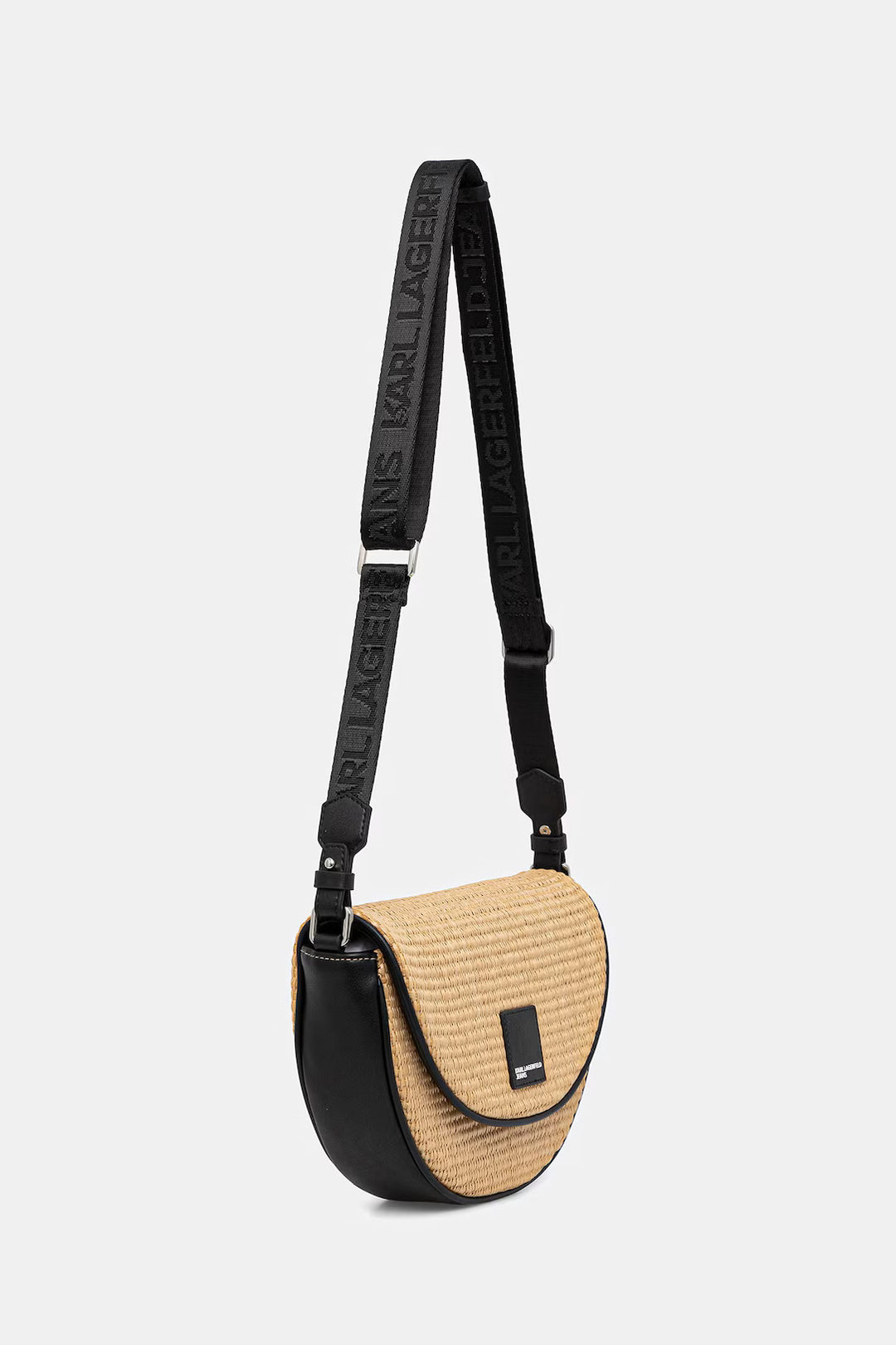 Karl Lagerfeld Box Logo Raffia Saddle Bag | Natural