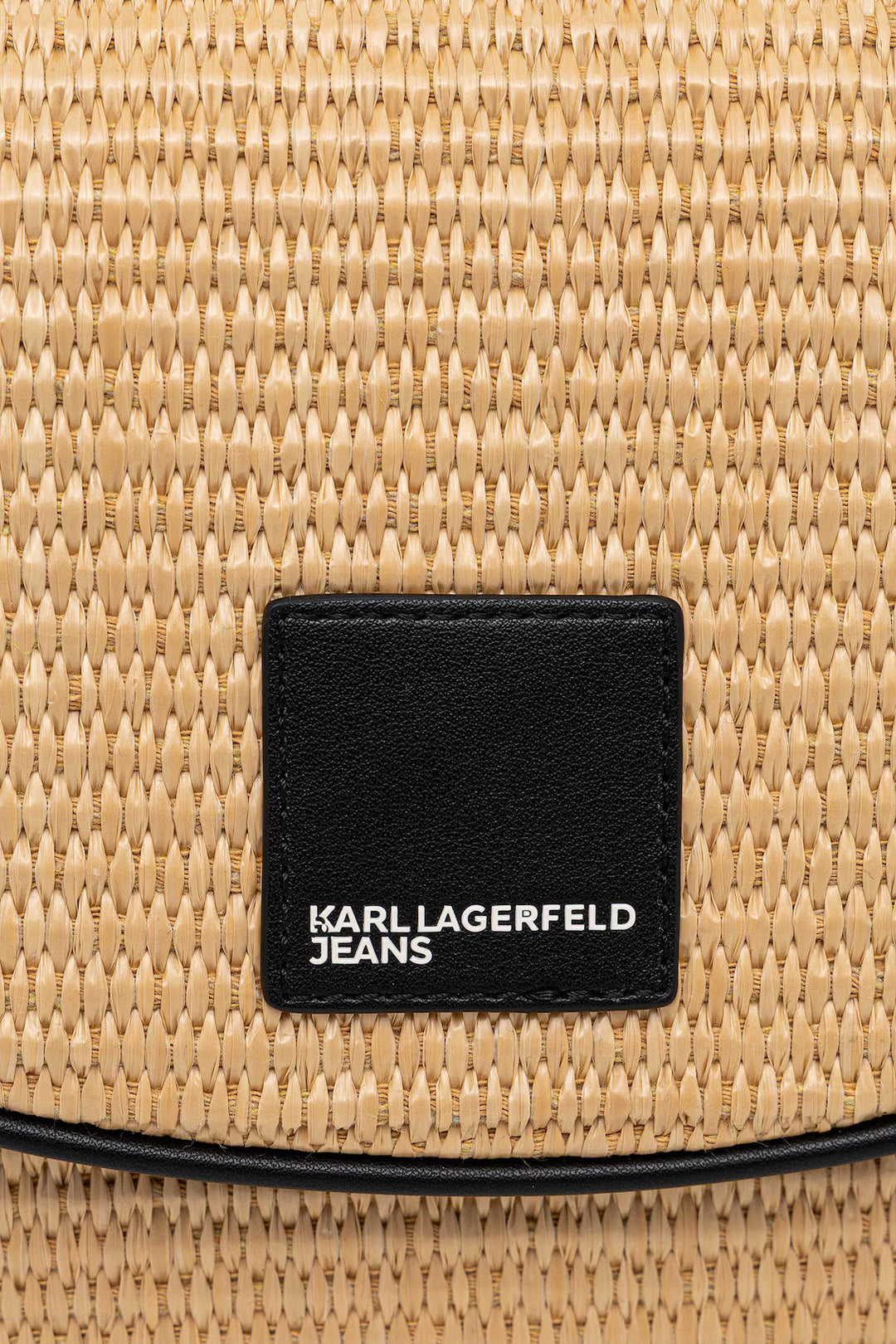Karl Lagerfeld Box Logo Raffia Saddle Bag | Natural