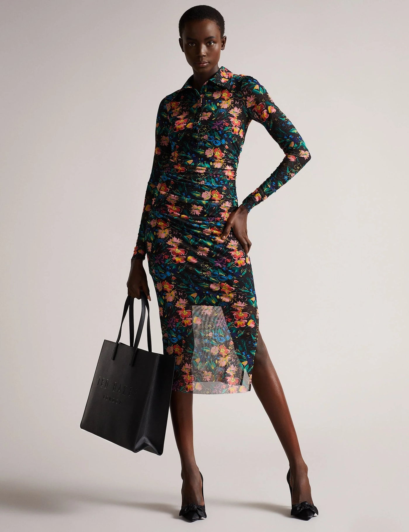 Ted Baker Sukicon Wide Textured Faux Leather Icon Tote Bag | Black