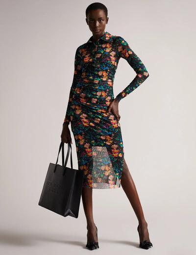 Ted Baker Sukicon Wide Textured Faux Leather Icon Tote Bag | Black
