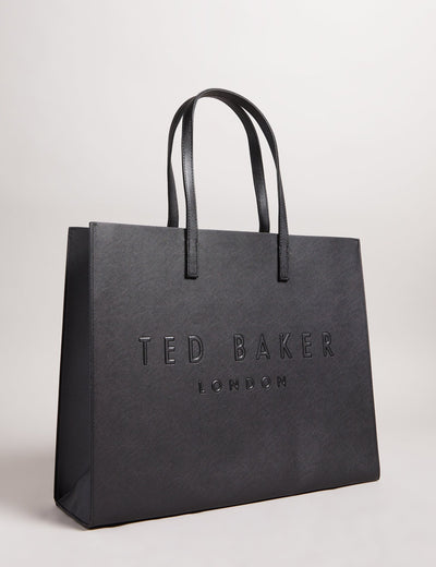 Ted Baker Sukicon Wide Textured Faux Leather Icon Tote Bag | Black