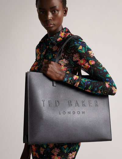 Ted Baker Sukicon Wide Textured Faux Leather Icon Tote Bag | Black