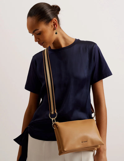 Ted Baker Darceyy Leather Crossbody Bag With Webbing Strap | Taupe