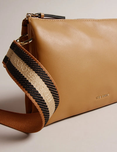 Ted Baker Darceyy Leather Crossbody Bag With Webbing Strap | Taupe