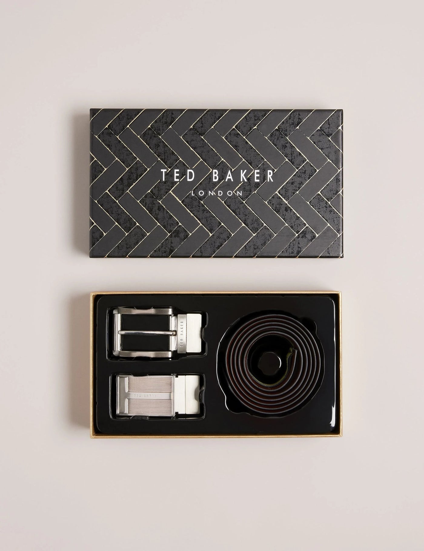 Ted Baker Newby 2-in-1 Reversible Leather Belt Gift Set | Black/Brown