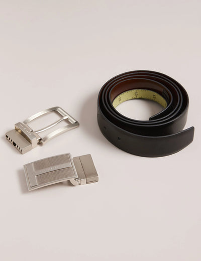 Ted Baker Newby 2-in-1 Reversible Leather Belt Gift Set | Black/Brown