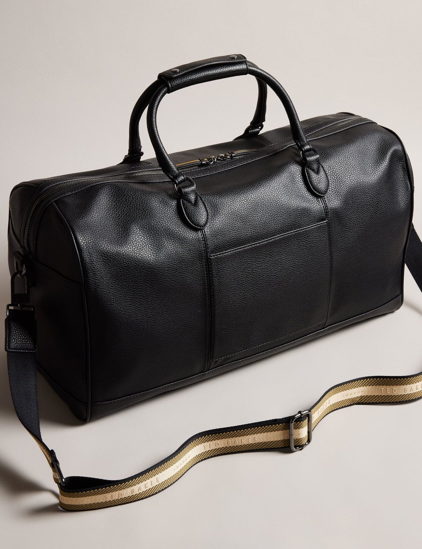 Ted Baker Kalvin Webbing Strap Faux Leather Holdall Bag | Black