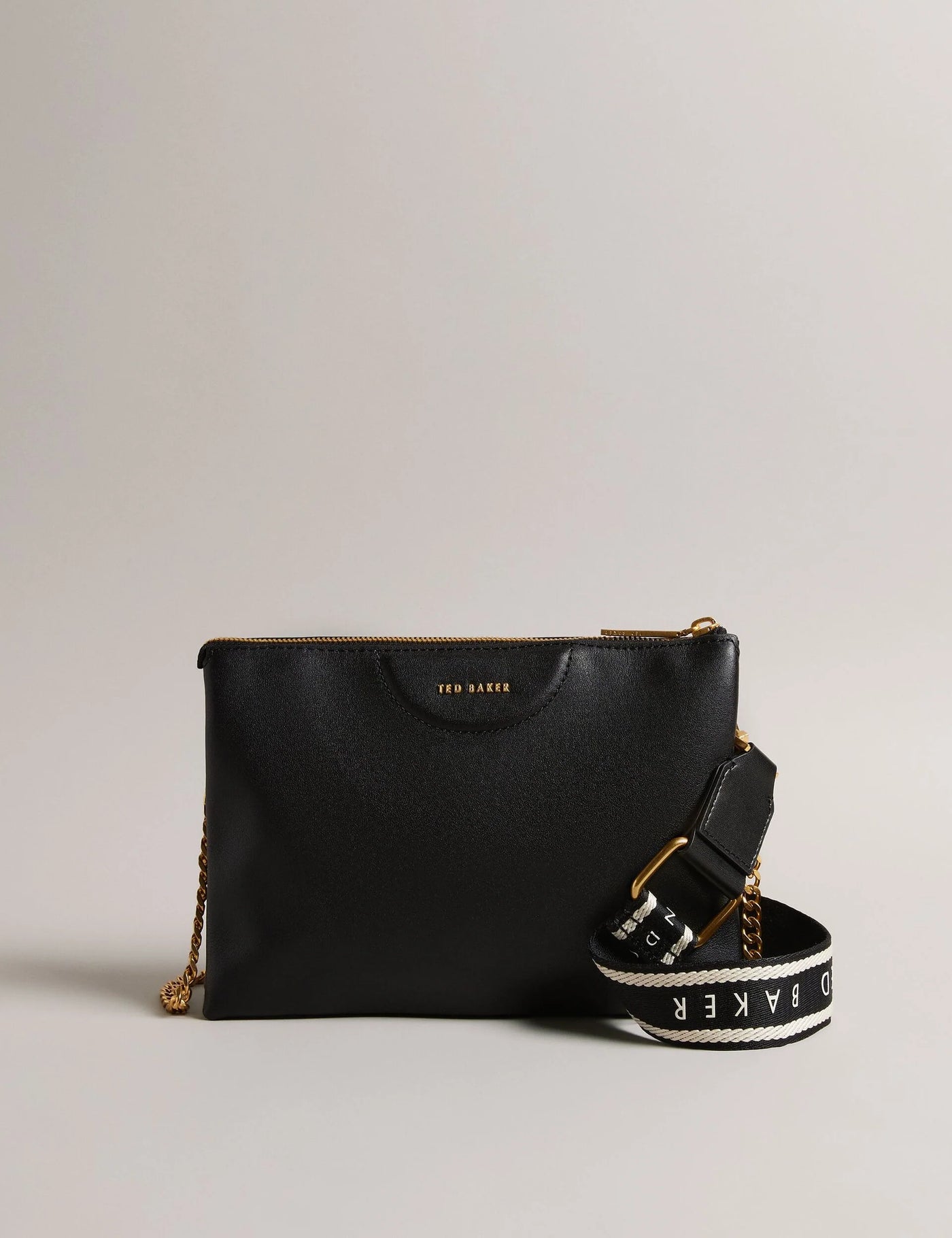 Ted Baker Esille Branded Webbing Crossbody Leather Bag | Black