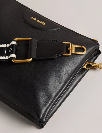 Ted Baker Esille Branded Webbing Crossbody Leather Bag | Black