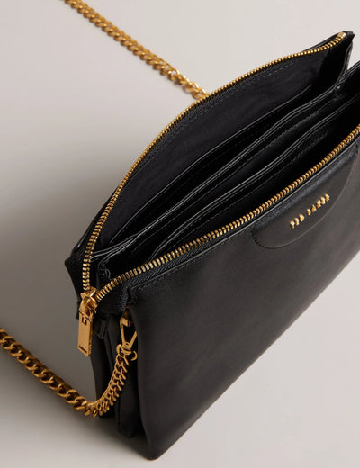 Ted Baker Esille Branded Webbing Crossbody Leather Bag | Black
