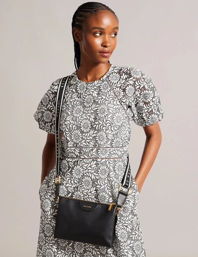 Ted Baker Esille Branded Webbing Crossbody Leather Bag | Black