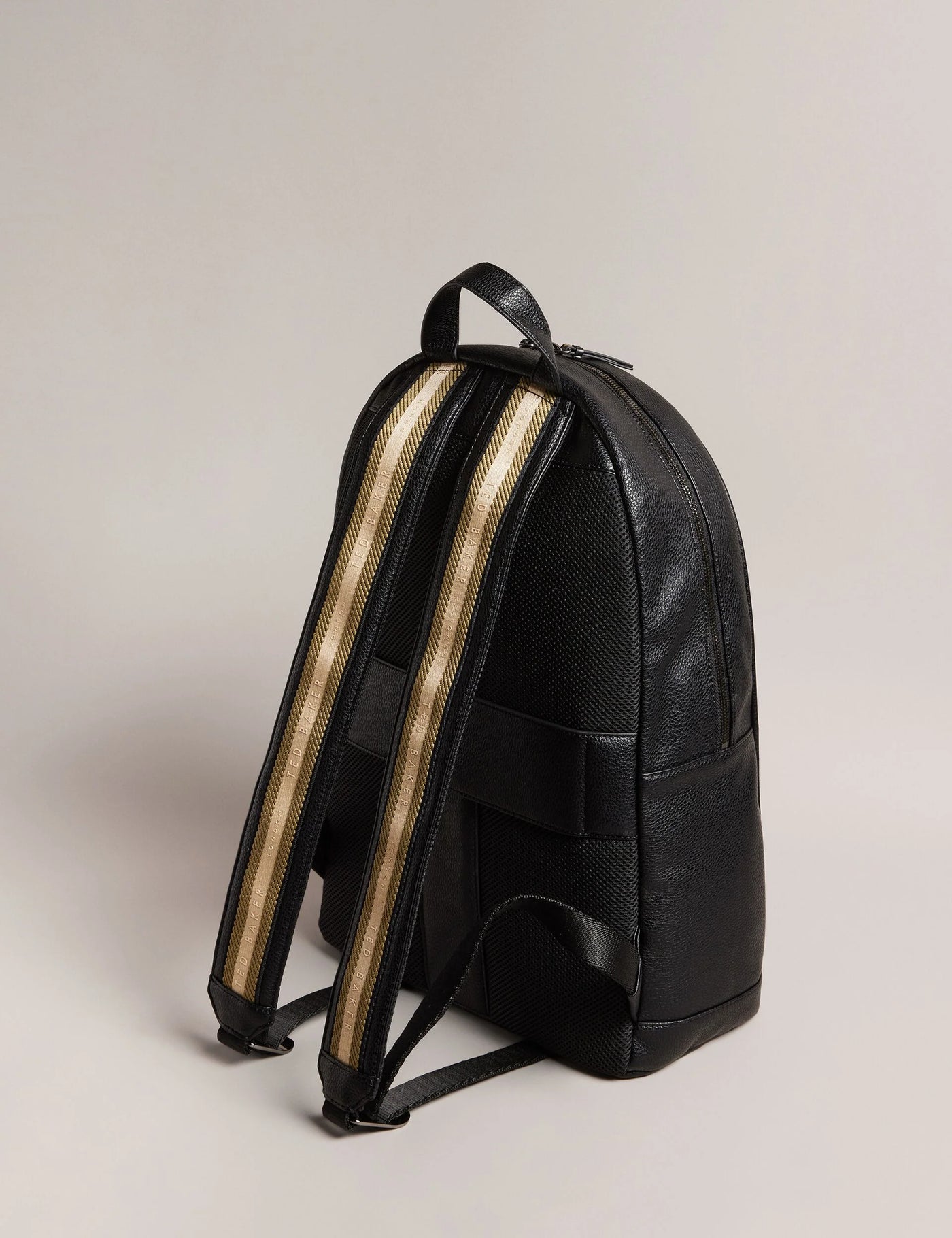 Ted Baker Kaileb Faux Leather Backpack With Webbing Straps | Black