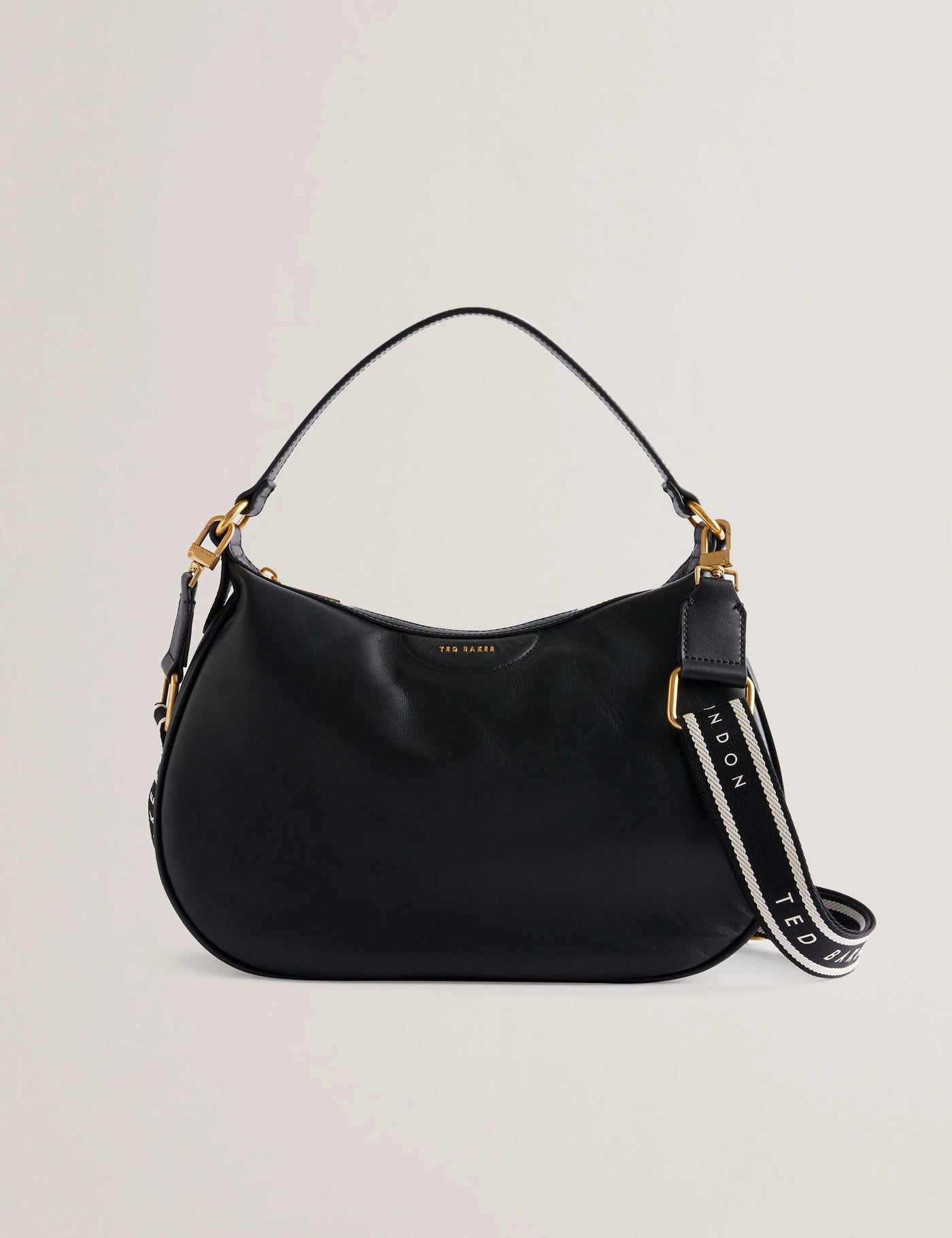 Ted Baker Esiah Leather Hobo Bag With Webbing Strap | Black