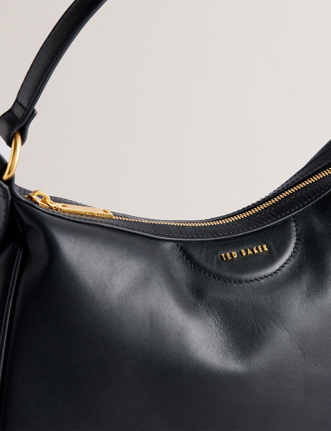 Ted Baker Esiah Leather Hobo Bag With Webbing Strap | Black