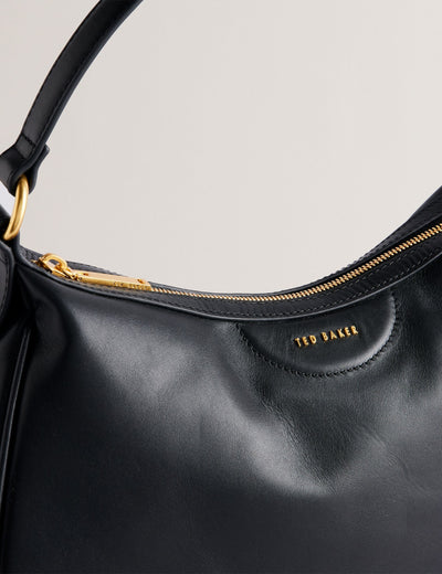 Ted Baker Esiah Leather Hobo Bag With Webbing Strap | Black