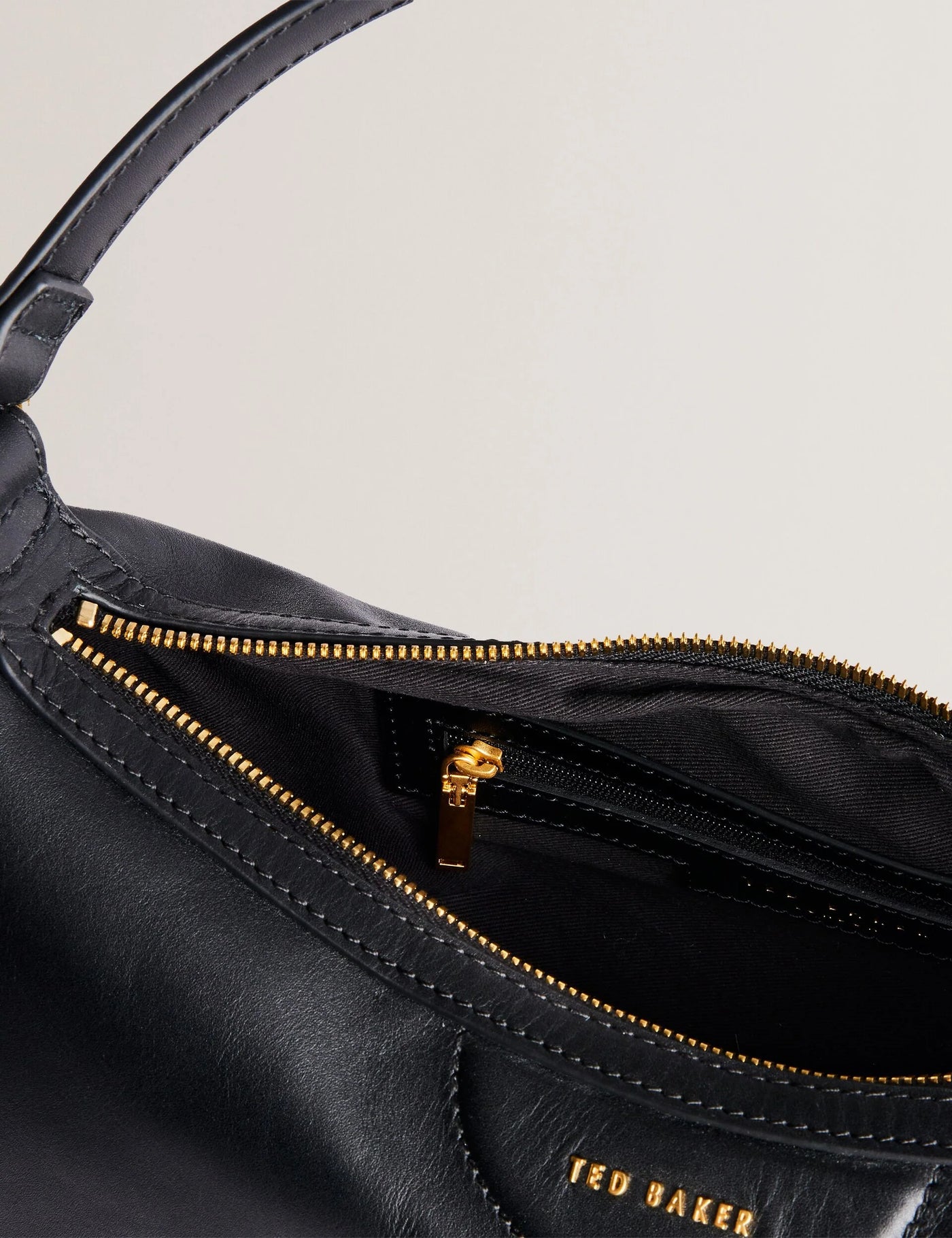 Ted Baker Esiah Leather Hobo Bag With Webbing Strap | Black