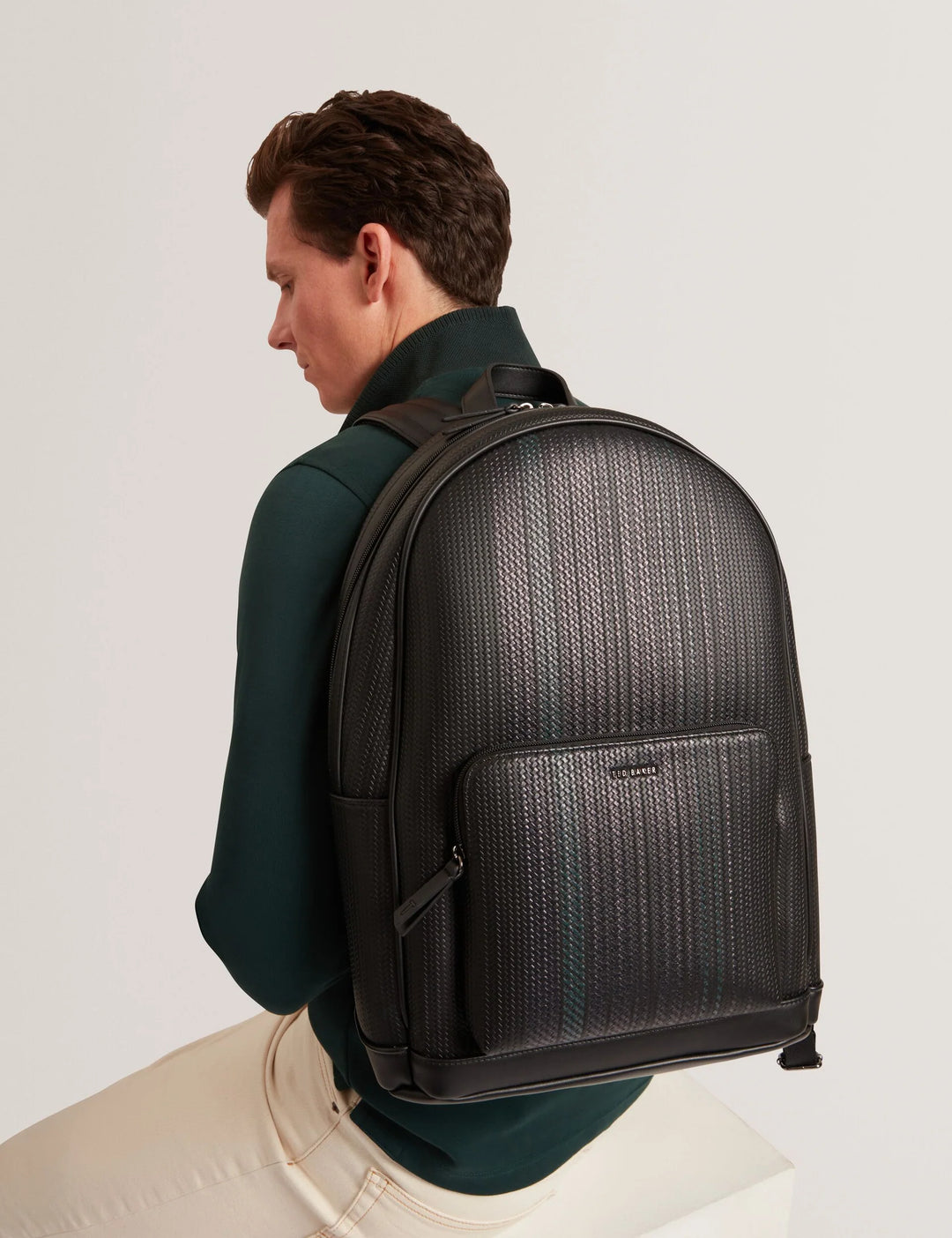 Ted Baker Waliis Printed Weave PU Backpack | Black