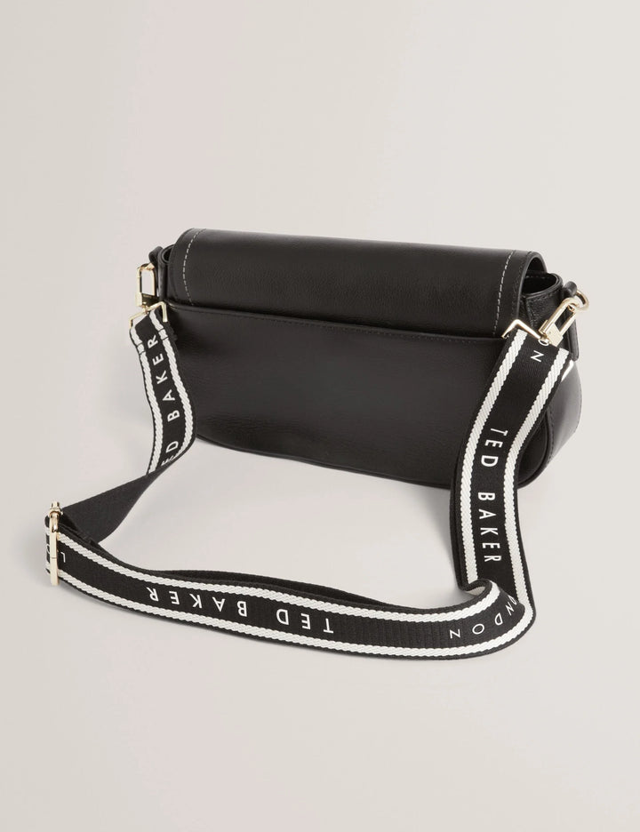 Ted Baker Webbing Leather Baguette Crossbody Bag | Black