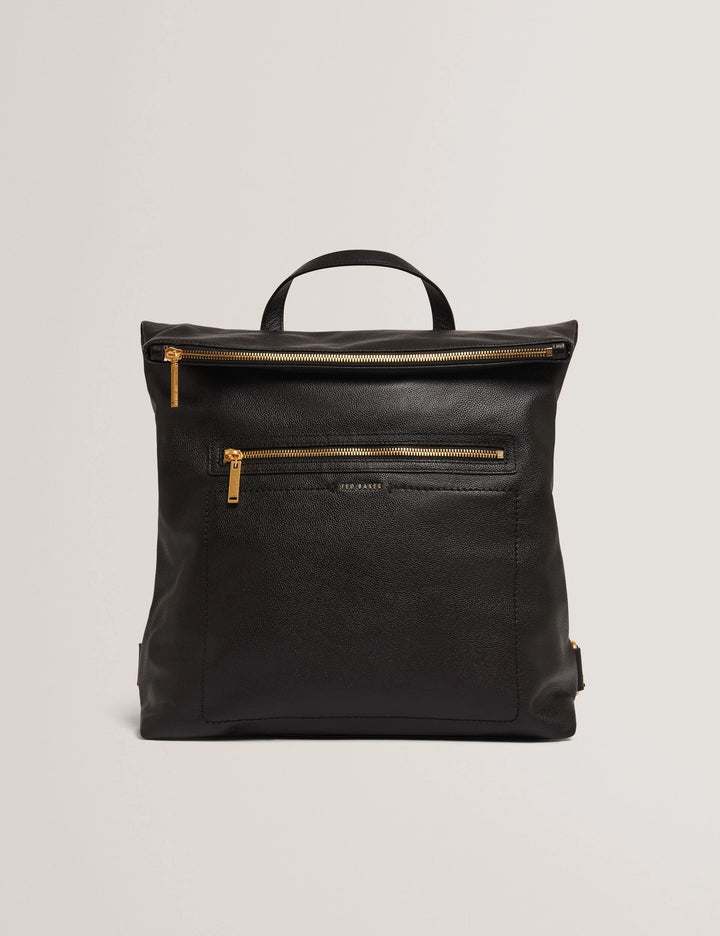 Ted Baker Branding Webbing Large Leather Backpack | Black