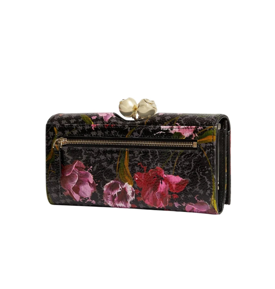 Ted Baker Talana Printed Floral Large Leather Bobble Purse | Black