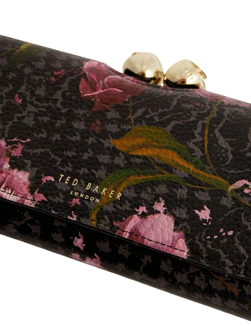 Ted Baker Talana Printed Floral Large Leather Bobble Purse | Black