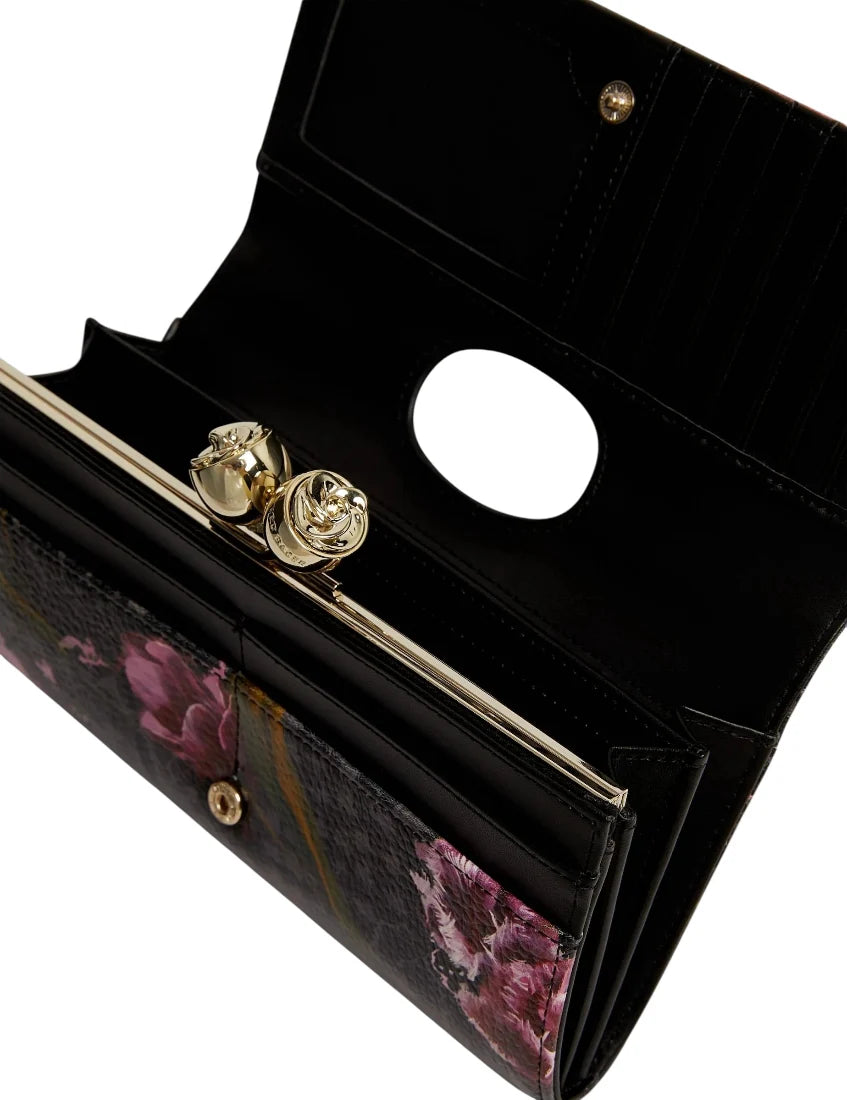 Ted Baker Talana Printed Floral Large Leather Bobble Purse | Black