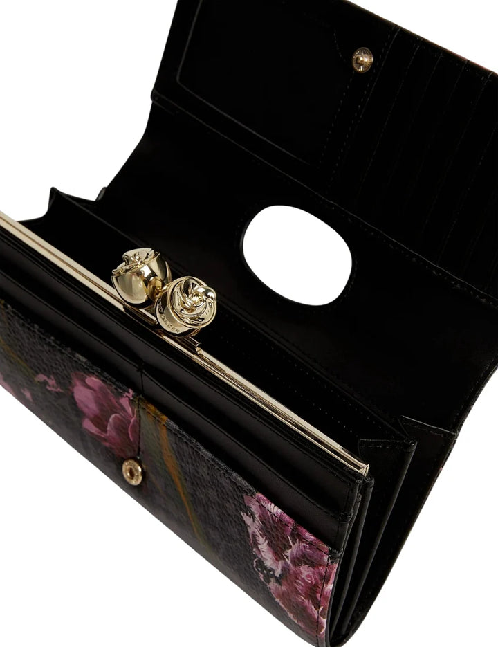 Ted Baker Talana Printed Floral Large Leather Bobble Purse | Black