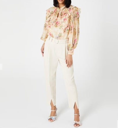 Ted Baker Helenoh Ruffle Detail Shirt with Neck Tie | Tan