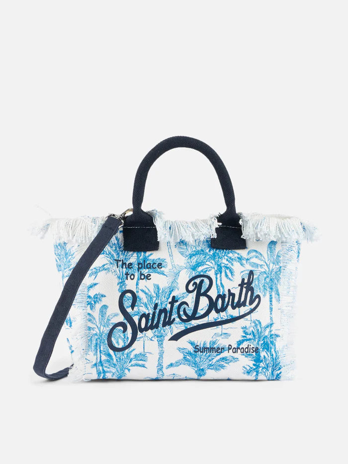 MC2 Saint Barth Cotton Canvas Small Colette Bag | Blue/White