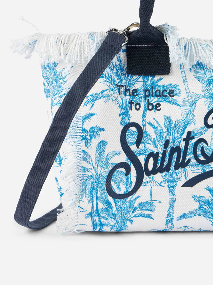 MC2 Saint Barth Cotton Canvas Small Colette Bag | Blue/White