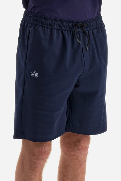 La Martina Regular Fit Bermuda Shorts in Synthetic Fabric-Yishachar | Navy