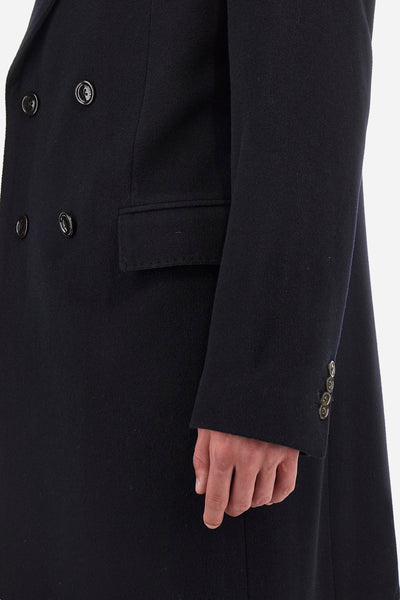 La Martina Double Breasted Wool and Cashmere Coat | Navy