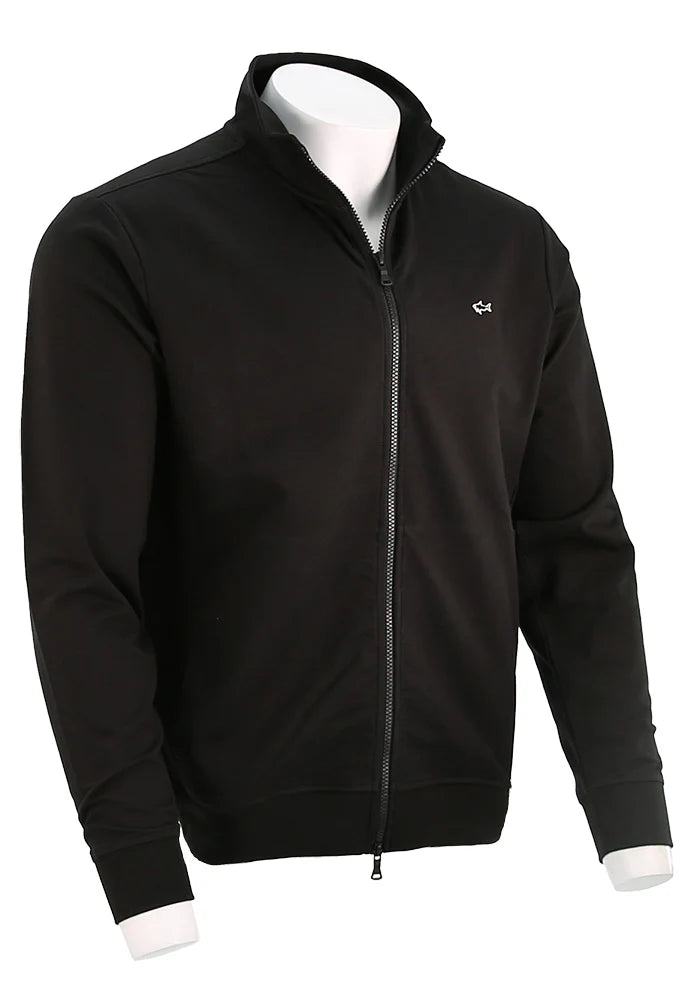 Paul & Shark Shark Badge Stretch Fleece Cotton Full Zip Sweatshirt | Black