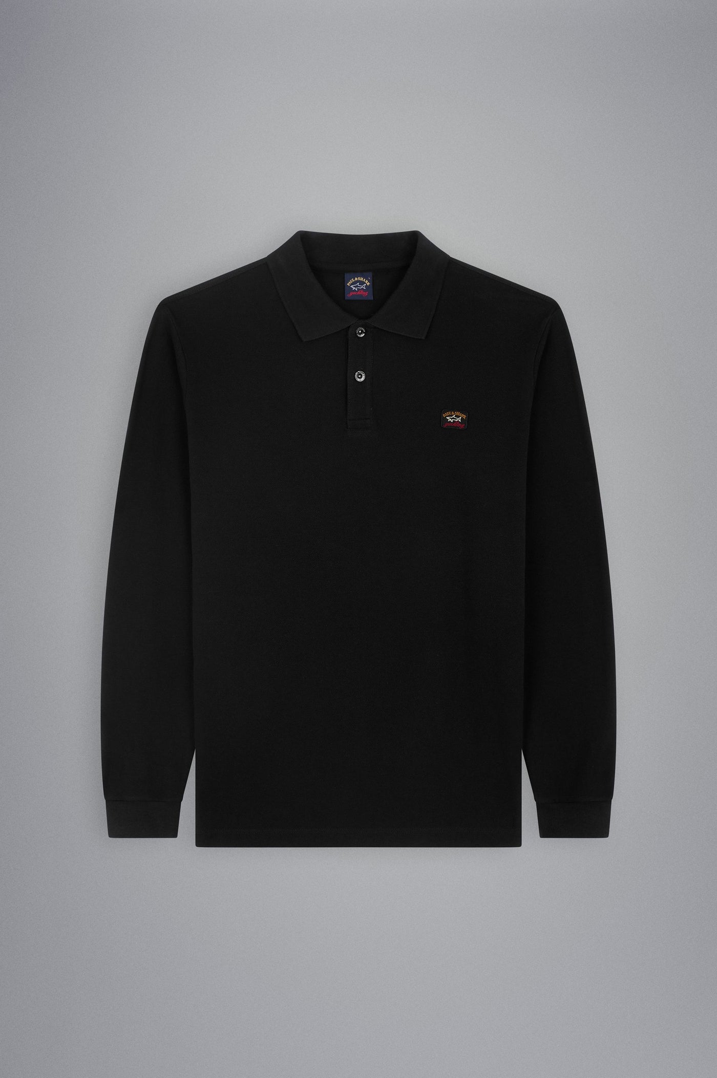 Paul & Shark Organic Cotton Pique Polo with Iconic Badge | Black