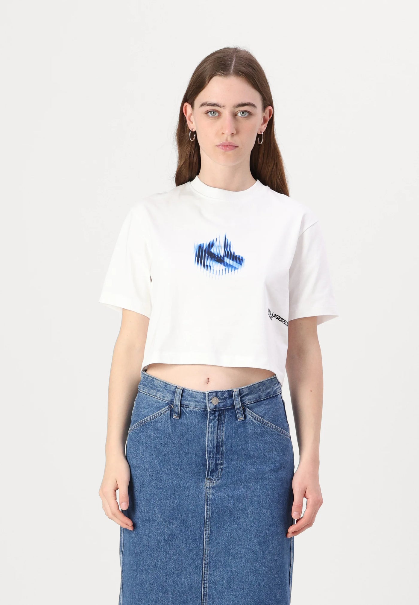 Karl Lagerfeld Boxy Glitched Logo T-shirt | White