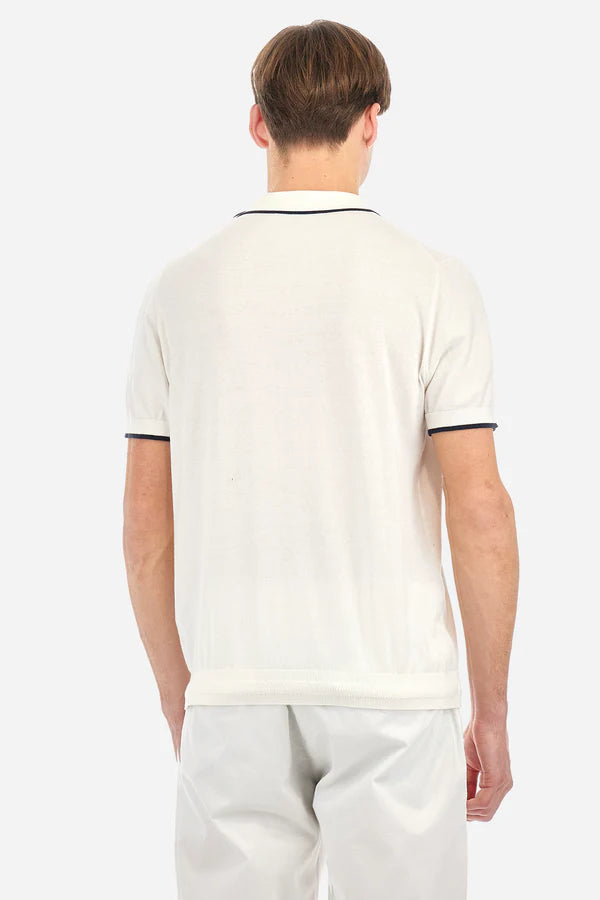 La Martina Polo Shirt in Tricot Cotton Knit in Regular Fit - Austin | Antique White