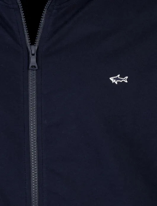 Paul & Shark Shark Badge Stretch Fleece Cotton Full Zip Sweatshirt | Navy
