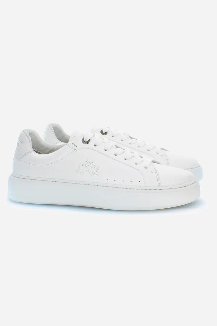 La Martina Men's Trainers in Brushed Leather | White