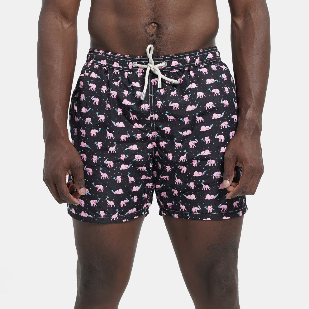 MC2 Saint Barth Lightweight Fabric Swim Shorts Lighting Drunk Night | Black/Pink