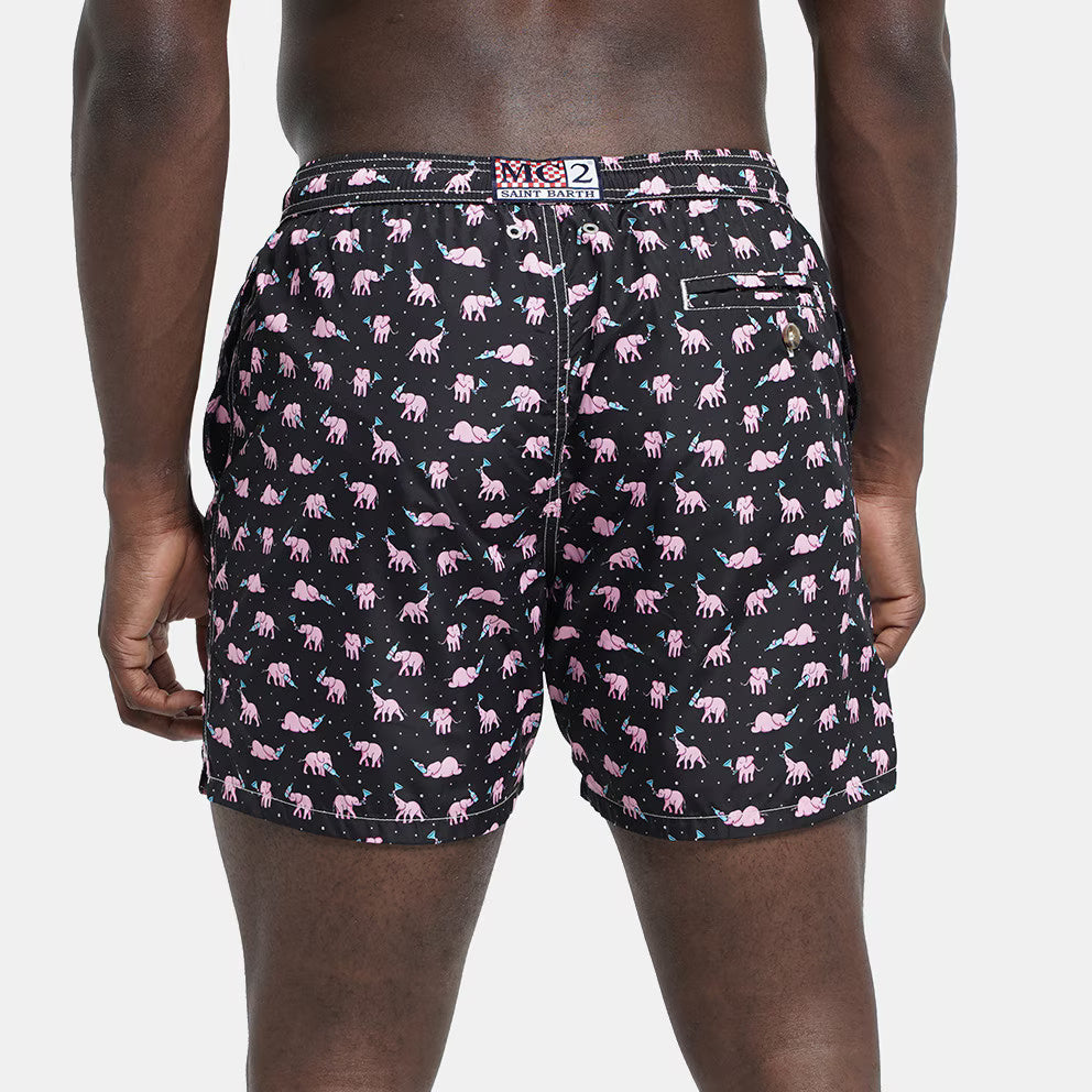 MC2 Saint Barth Lightweight Fabric Swim Shorts Lighting Drunk Night | Black/Pink