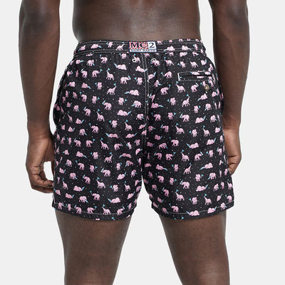 MC2 Saint Barth Lightweight Fabric Swim Shorts Lighting Drunk Night | Black/Pink