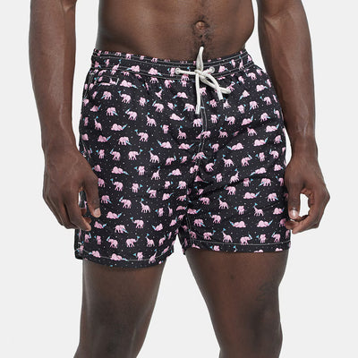 MC2 Saint Barth Lightweight Fabric Swim Shorts Lighting Drunk Night | Black/Pink