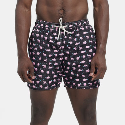 MC2 Saint Barth Lightweight Fabric Swim Shorts Lighting Drunk Night | Black/Pink