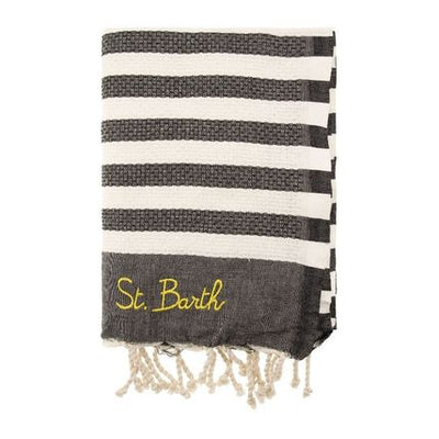 MC2 Saint Barth Fouta Classic Towel with Stripes | Black