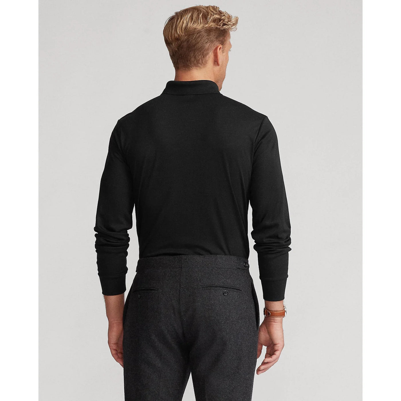 Ralph Lauren Soft Cotton Interlock Custom Slim Fit Polo Shirt | Black