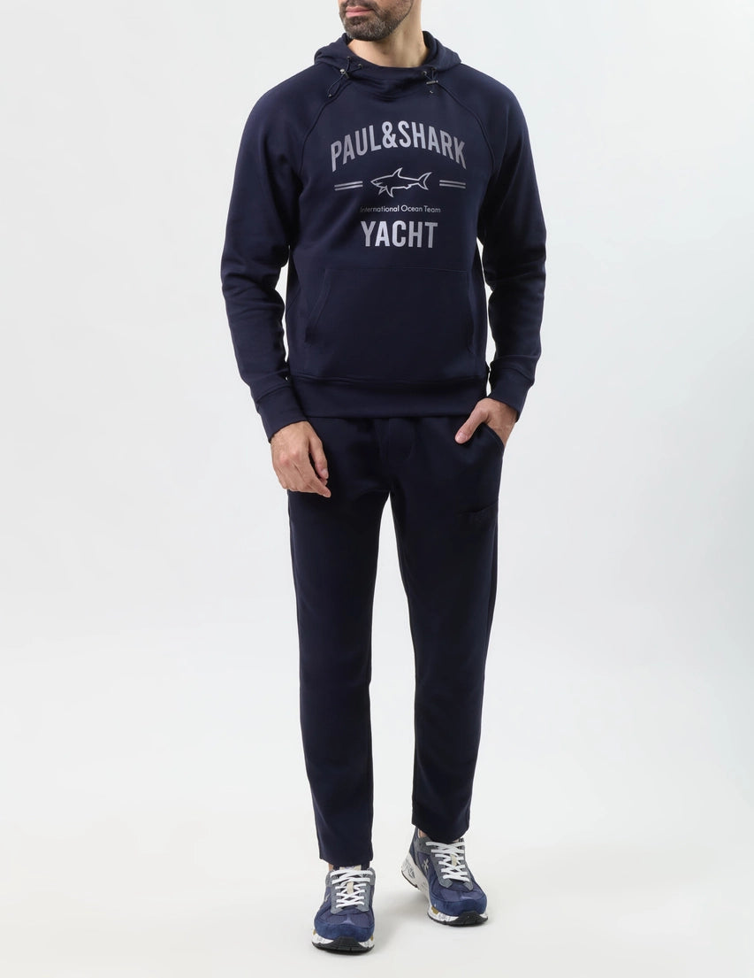 Paul & Shark Printed Logo XSoft Fleece Cotton Hoodie | Navy
